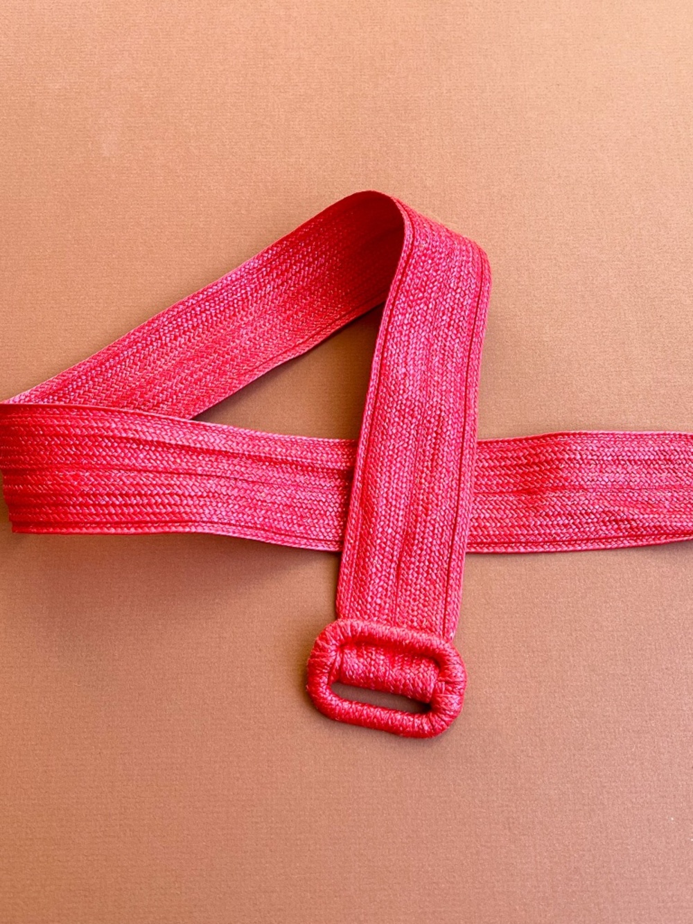 Vintage 1980s Bright Red Raffia Belt With Adjustable Fit (XS/S)